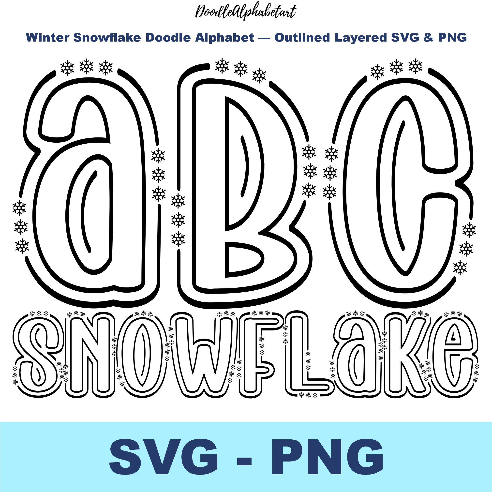 その他 Limited Winter Letter Winter Snowflake Doodle Alphabet SVG PNG | Outlined Layered