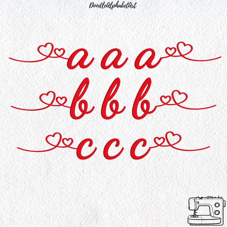 Dancing Script Hearts Stroke Monogram Satin Stitch Alphabet Embroidery ...