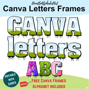 Canva Frame Letters, Marvelous Slab Serif Typeface Family, Dripping Letters Editable Doodle Alphabet, Drag and Drop Photo, Patterns or color