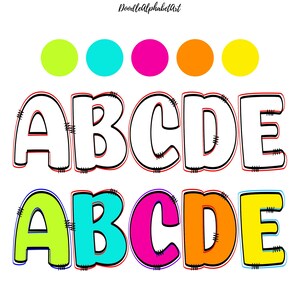 Doodle Alphabet SVG PNG: Fillable Sketch Letters, Numbers (digital ...