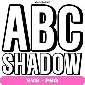 Fillable Blank Block Shadow Alphabets SVG PNG Bundle, Sports Letters SVG, Fill your own color or patterns, Transparent Cutting Machine Files