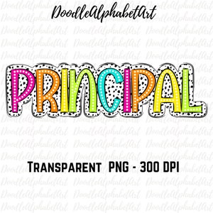 School Principal PNG design, Dalmatian Dots, Bright Colorful Polka Dot Letters, School Sublimation, Dalmatian Spots PNG, DTF transfer