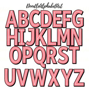 Block Shadow Letters PNG in 8 Pastels Color, White Center Line Scribble ...