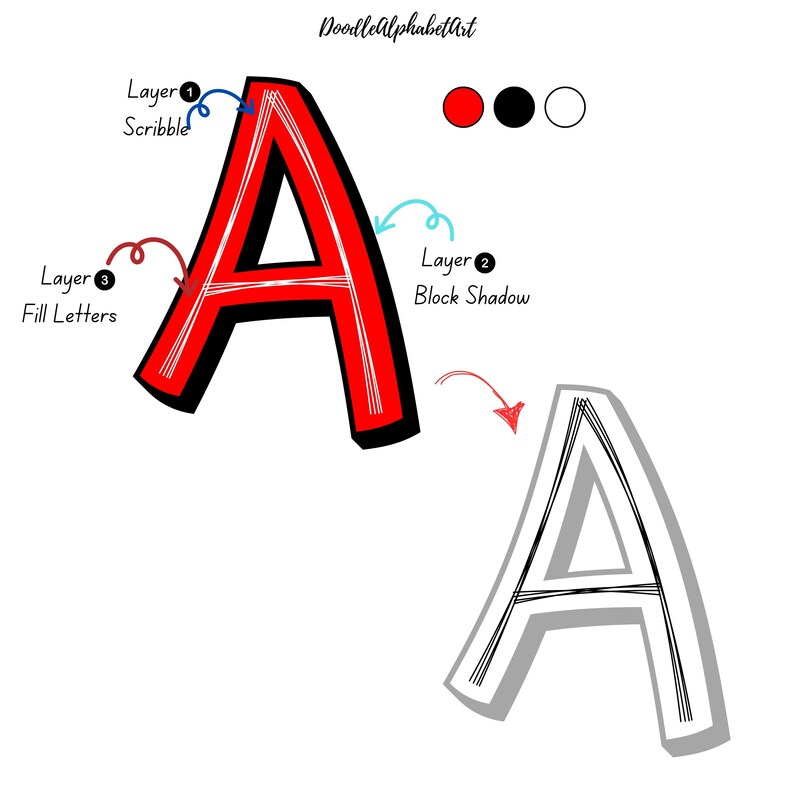 Layered Scribble Alphabet SVG Bundle: Fillable Varsity Letters (digital ...