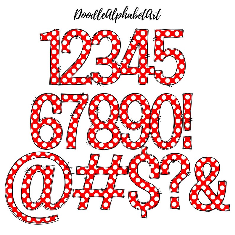 Red Polka Dot Doodle Alphabet PNG Bundle (digital Download) - Etsy