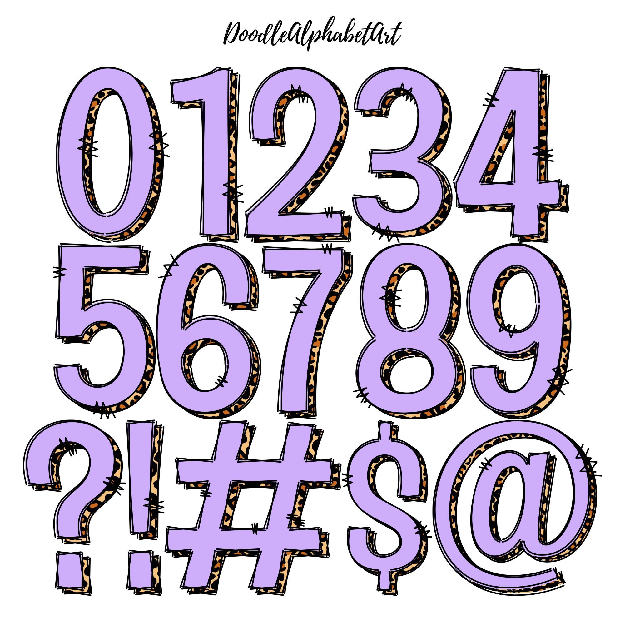 Leopard Print Alphabet PNG Bundle: Pastel Doodle Letters (digital ...