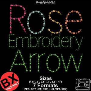 Relief Arrow Embroidery Fonts BX, 6 Sizes + 7 Formats, Instant Download files Machine Embroidery Designs