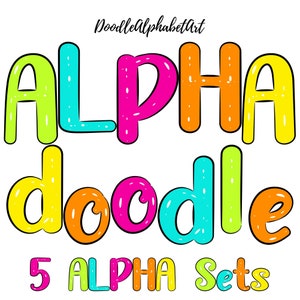 White Curved Splash Letters, Stains Splattered Alphabet PNG Bundle, 5 Bright Color Alpha Sets, Digital Handwritten Font Alphabet PNG