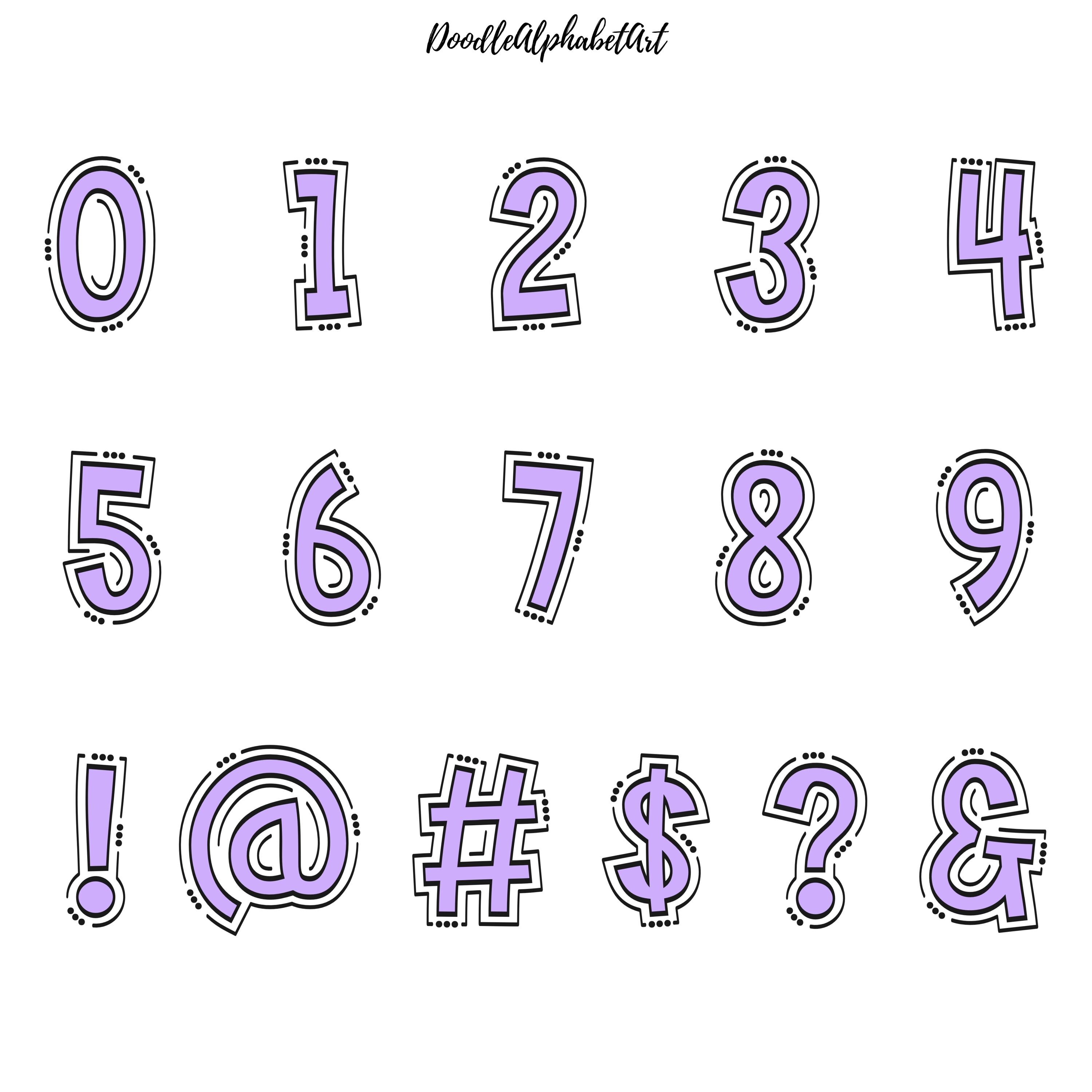 Lines and Dots Pastel Doodle Alphabet PNG Bundle, Pastel Color Dot