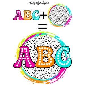 Dalmatian Dots Circle Grunge Stains Backgrounds, Groovy Dots Alphabet PNG Bundle, Bright Colors, 5 Digital Alpha Sets, Polka dot Letters Png