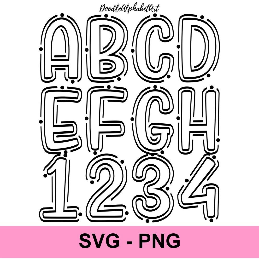Fill Letters Svg Blank Letters SVG & PNG | Fillable Doodle Font Alphabet Bundle With ...