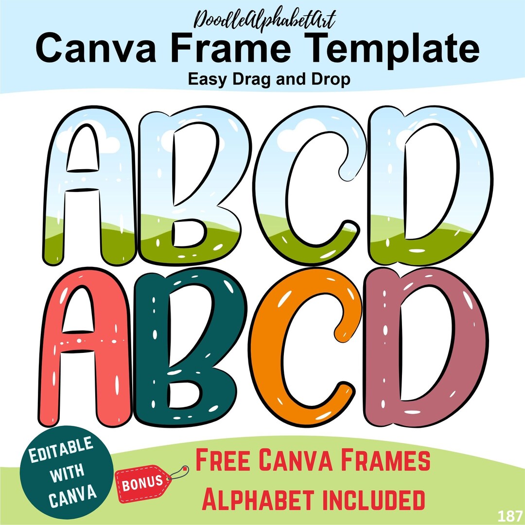 Doodle Alphabet Canva Frames: Water Splash Photo Template (digital ...