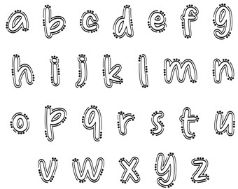 Blank Doodle Dots and Lines Alphabet Bundle PNG SVG PDF Eps Dxf +
