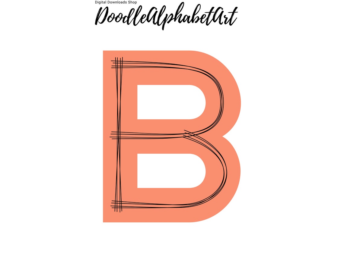 Boho Alphabet Scribble Letters PNG Set in 10 Colors Digital - Etsy