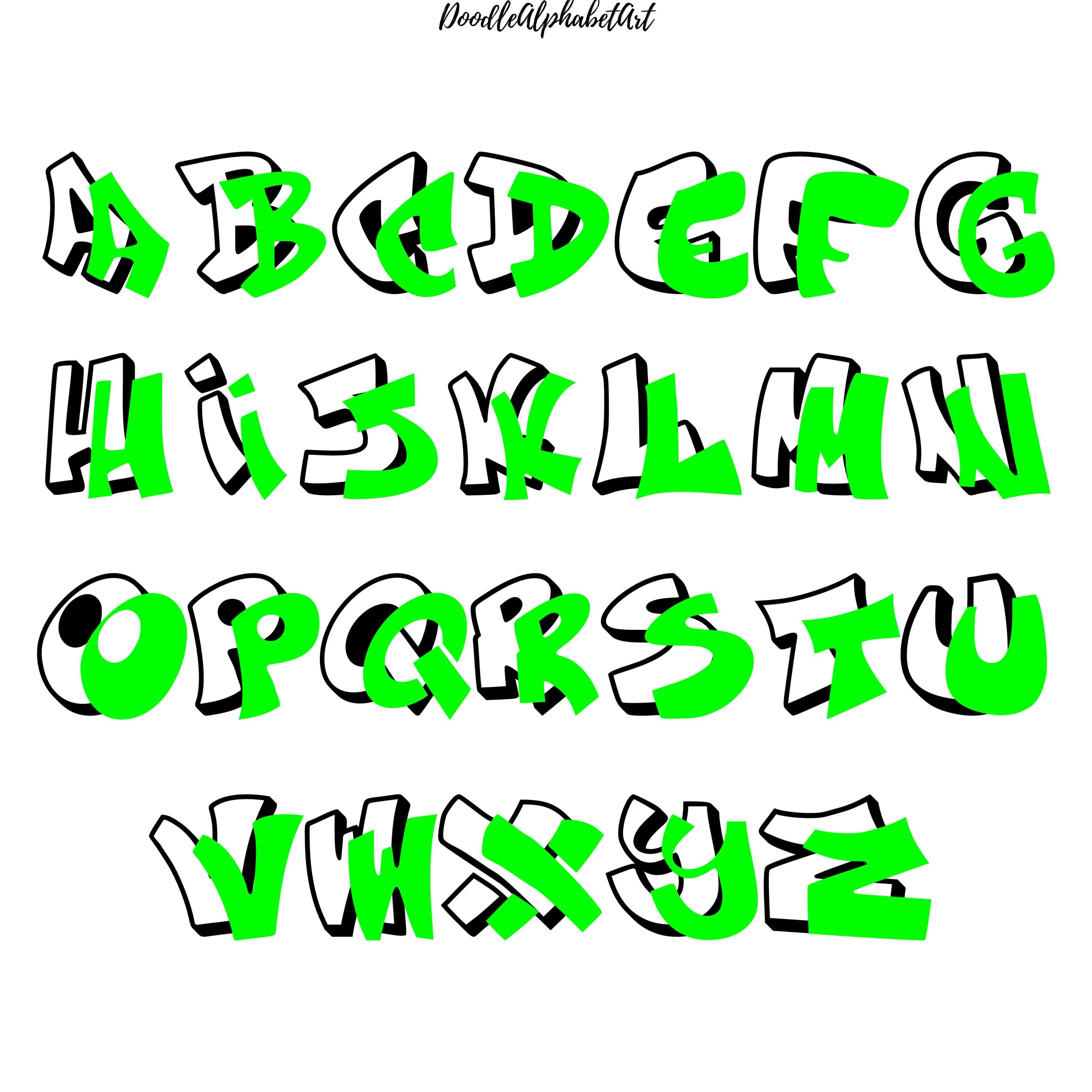 Graffiti Alphabet Set: Fillable Block Shadow Letters (SVG, PNG