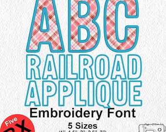 Railroad Applique Embroidery Font: Satin Stitch (Digital Download)