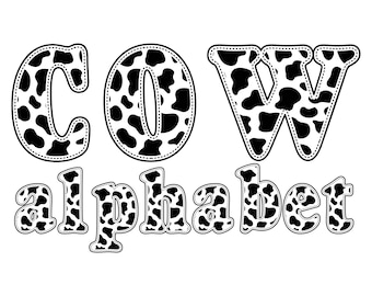 Cow Footprint Digital Alphabet Sublimation Clipart PNG, Number and Letters Complete Digital Bundle