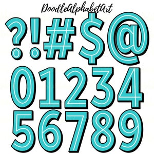 Block Shadow Letters PNG in 8 Pastels Color, White Center Line Scribble ...