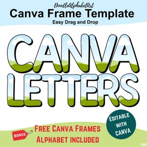 Canva Frames Doodle Letters, Handwritten Font, Uppercase Letters & Numbers, Editable Template, Easy Drag and Drop Photos, Patterns or colors