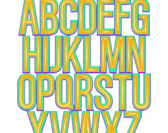Retro Bright Funky Colorful Textured Alphabet PNG Bundle