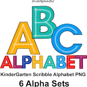 Kindergarten Bright Alphabet PNG Bundle, White Scribble Letters, Handwritten Teacher Alphabet Font, Digital Downloads for DIY Crafts