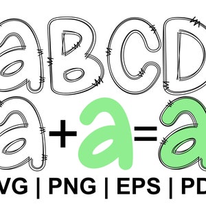 Doodle Letters Alphabet With Transparent Inside SVG PNG Eps Pdf | Create Alphabets & Digital Designs for Resale, Hand Drawn Alphabet