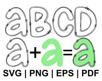 Doodle Letters Alphabet With Transparent Inside SVG PNG Eps Pdf | Create Alphabets & Digital Designs for Resale, Hand Drawn Alphabet