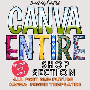Canva Frames MEGA BUNDLE, Entire Section CANVA Frames Templates : Alphabets, Mockups, Shapes, Fill Your Own Design Elements In Canva