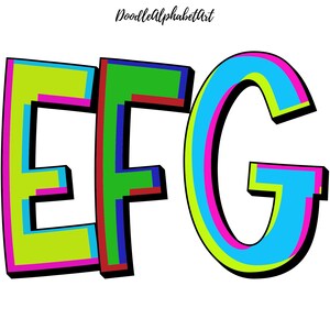 Funky Colorful Alphabet Letters PNG Bundle, 7 Alpha Pack, Pastel ...