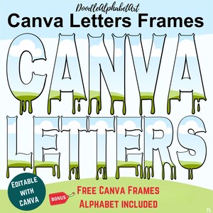 Dripping Canva Frames Letters, Dripping Alphabet, Drag and Drop Photo, Patterns or colors, Hand Drawn Editable Frame Letters Sublimation