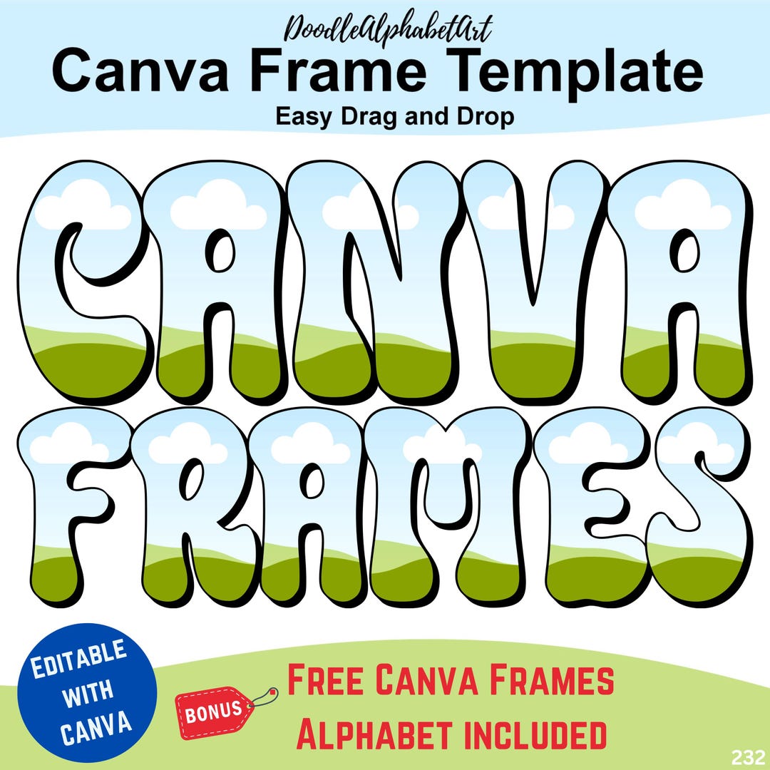Retro Groovy Canva Frames Doodle Alphabet With Block Shadow, Easy Drag ...