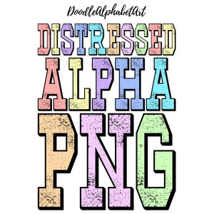 Distressed Font PNG, Grunge Font Western PNG Letters, 8 AlphaPacks in Pastel Color Palette, Handwritten Grunge Alphabet, Digital Downloads