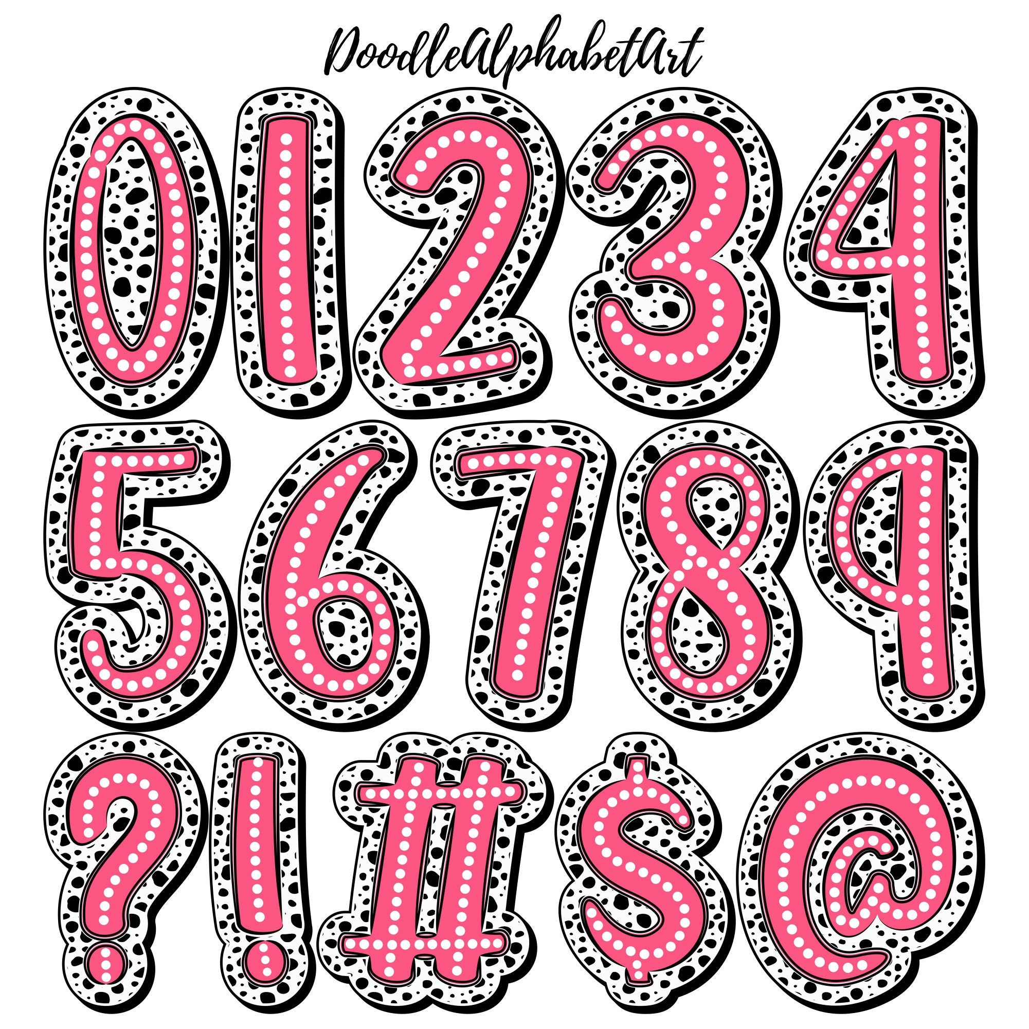 Dalmatian White Dots Alphabet PNG: Teacher Color Font (digital ...