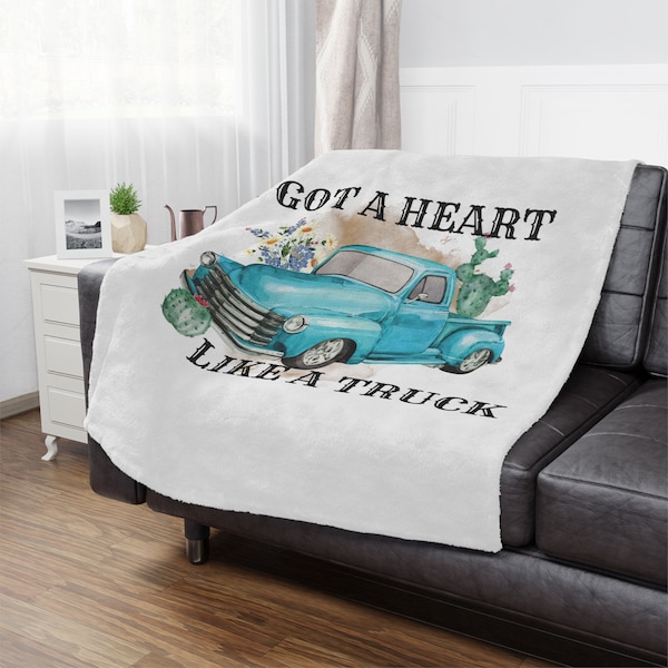 I Got A Heart Like A Truck White Minky Blanket/Country Music Minky Blanket/Country Living/Heart Like A Truck Blanket