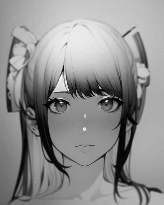 prompthunt: anime girl portrait profile, black and white sketch