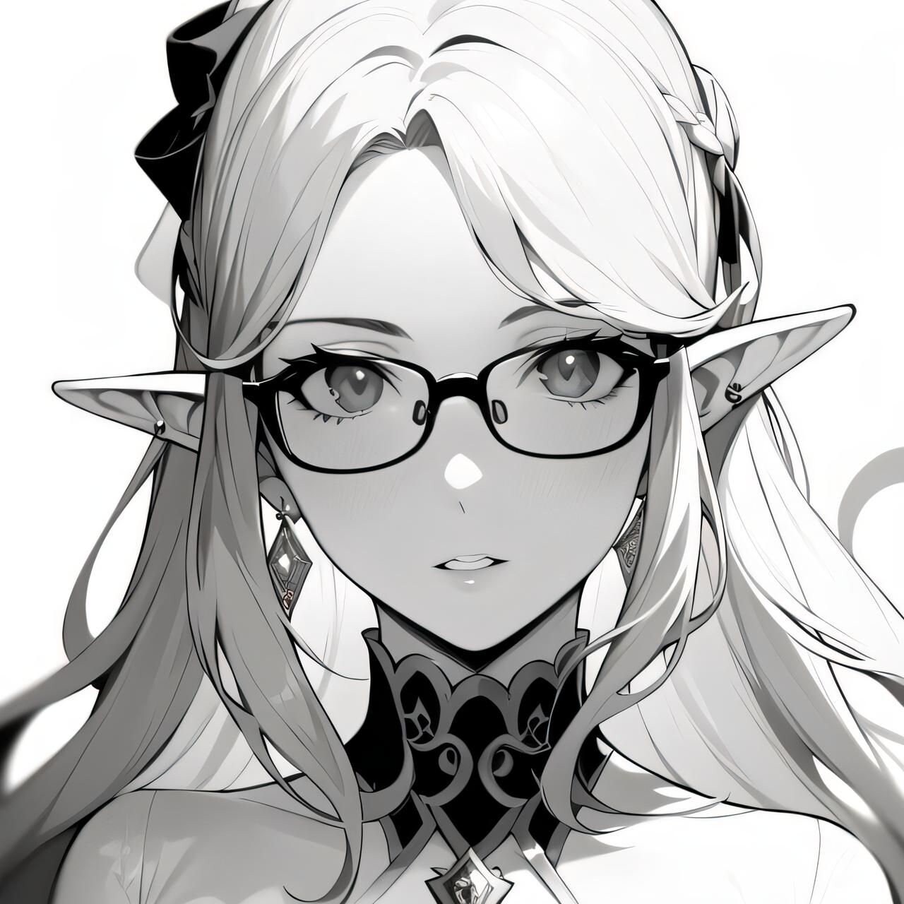 prompthunt: anime girl portrait profile, black and white sketch