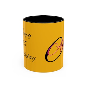 Personalisierte Happy Birthday Becher Akzent Geburtstagsgeschenk Geschenk für sie Geschenk für ihn Mama Geschenk Papa Geschenk Kaffeebecher, 11 Unze