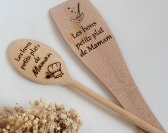 Ustensile de cuisine personnalisé ( spatule et ou cuillère en bambou) cadeau maman / mamie / marraine / nounou.....