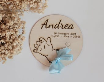 Carte en bois pour bracelet de naissance personnalisé