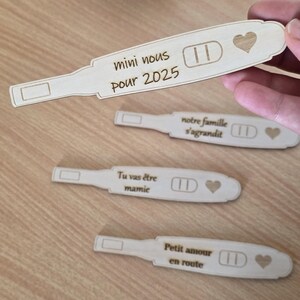 test de grossesse en bois, annonce grossesse personnalisé