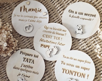 Cartes en bois annonce de grossesse / Surprise / Cadeau personnalisé