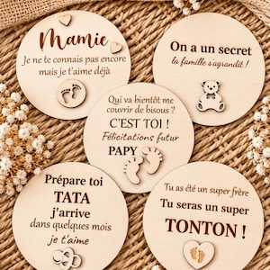 Wooden cards for pregnancy announcement / Surprise / Personalized gift