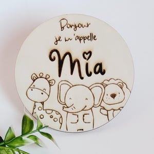 Carte bienvenue bébé naissance en bois Bonjour bébé