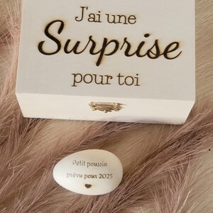 Oeuf en bois bébé - Annonce grossesse - future maman - futur papa demande parrain marraine, annonce naissance proches grands parents