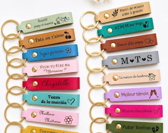 Personalized leather keychain - Gift for birthdays, godparents, Mother's Day, grandmothers, fathers, grandfathers, teachers, teaching assistants, nannies