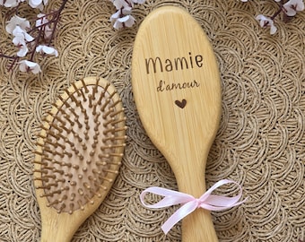 Brosse cheveux bambou personnalisée | Cadeau mamie personnalisé | Texte au choix | Cadeau grand-mère original | Fête des grands-mères |