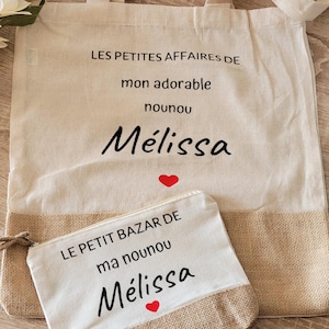 cadeau maîtresse / cadeau Atsem / cadeau fête des mères / cadeau femme sac  jute et coton avec une petite trousse
