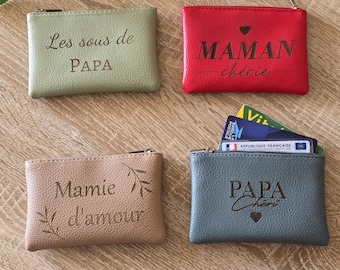 Cartera de cuero personalizada para mamá, papá, abuela, abuelo. Idea de regalo para todas las ocasiones: cumpleaños, Día de la Madre, Día del Padre.