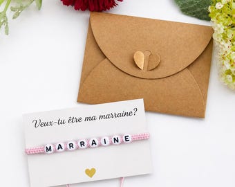 Bracelet personnalisé Marraine & Parrain – Demande marraine originale – Demande parrain – Cadeau baptême – Bracelet lettre personnalisé