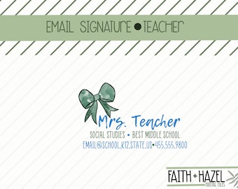 Personalized Email Signature * preppy bow * Elementary * Teacher